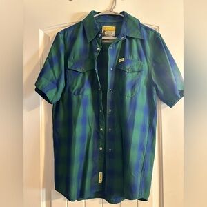 DIXXON Green and Blue Plaid Men's Shirt